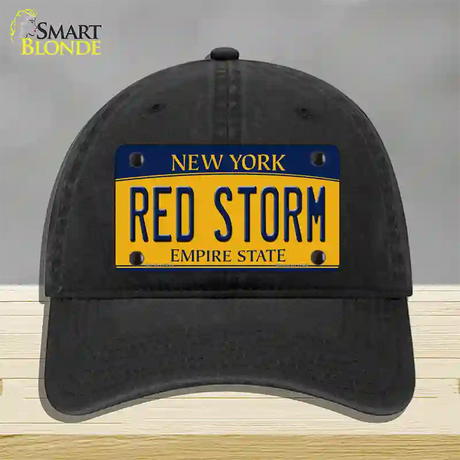 Red Storm Novelty License Plate Hat Unconstructed Cotton / Black