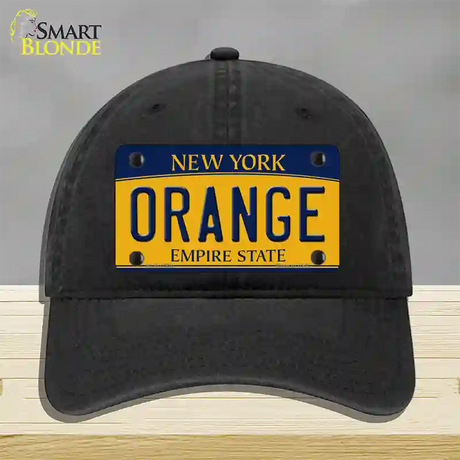 Orange Novelty License Plate Hat Unconstructed Cotton / Black