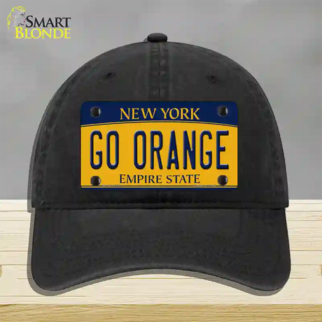 Go Orange Novelty License Plate Hat Unconstructed Cotton / Black