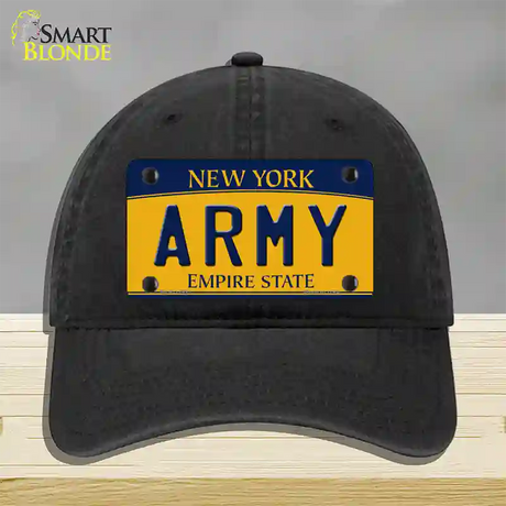 Army Novelty License Plate Hat Unconstructed Cotton / Black