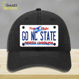 Go North Carolina State Novelty License Plate Hat Unconstructed Cotton / Black