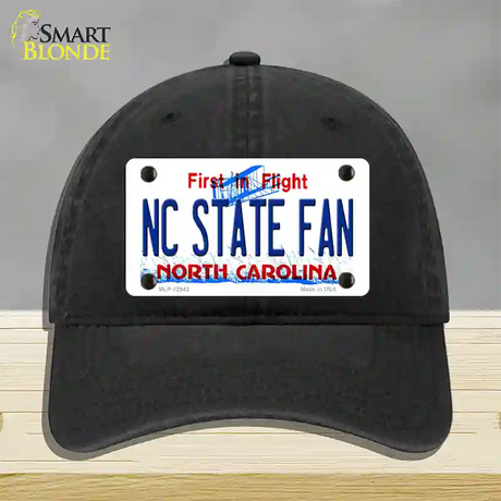 North Carolina State Fan Novelty License Plate Hat Unconstructed Cotton / Black