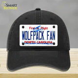 Wolfpack Fan Novelty License Plate Hat Unconstructed Cotton / Black