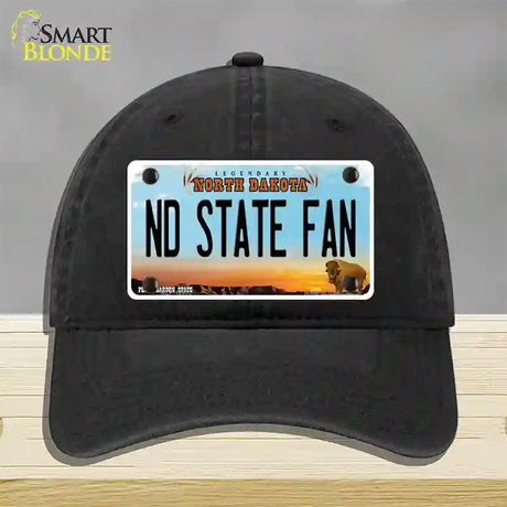 North Dakota State Fan Novelty License Plate Hat Unconstructed Cotton / Black