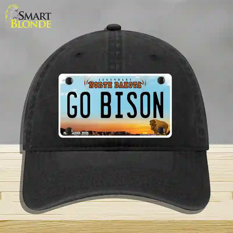 Go Bison Novelty License Plate Hat Unconstructed Cotton / Black