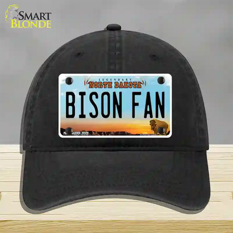 Bison Fan Novelty License Plate Hat Unconstructed Cotton / Black