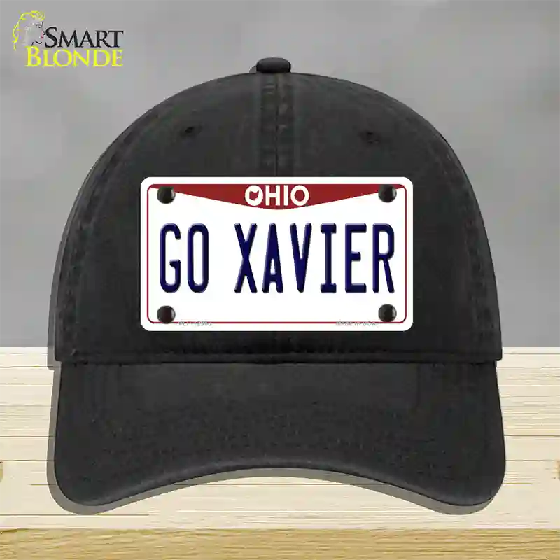 Go Xavier Novelty License Plate Hat Unconstructed Cotton / Black