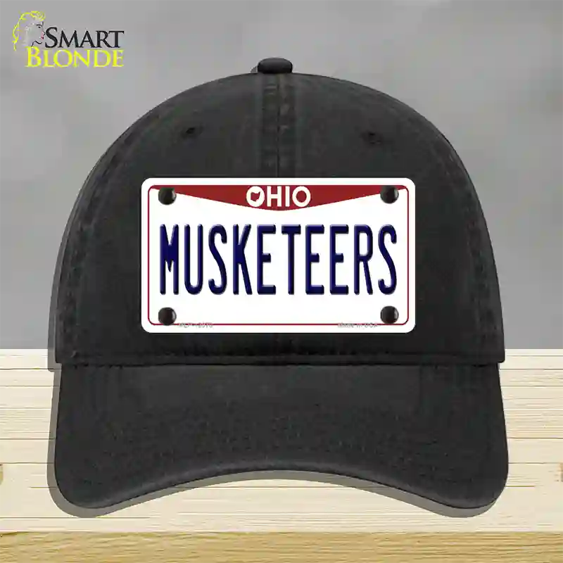 Musketeers Novelty License Plate Hat Unconstructed Cotton / Black