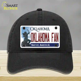 Oklahoma Fan Novelty License Plate Hat Unconstructed Cotton / Black