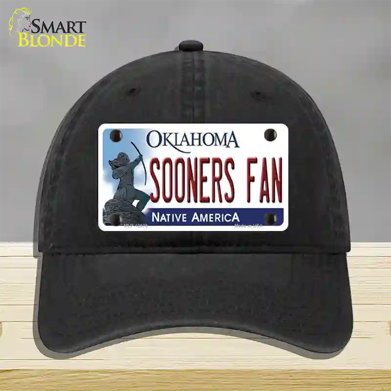 Sooners Fan Novelty License Plate Hat Unconstructed Cotton / Black