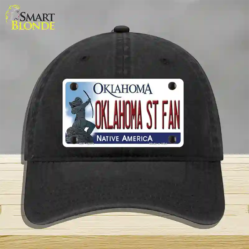 Oklahoma State Fan Novelty License Plate Hat Unconstructed Cotton / Black