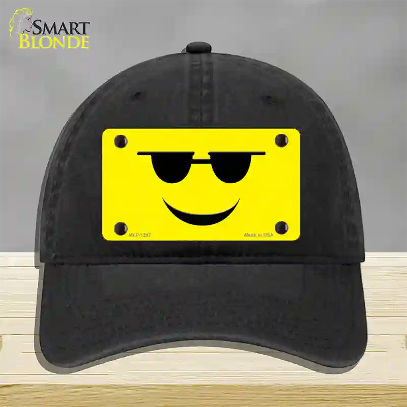 Sunglasses Cool Smiley Novelty License Plate Hat Unconstructed Cotton / Black