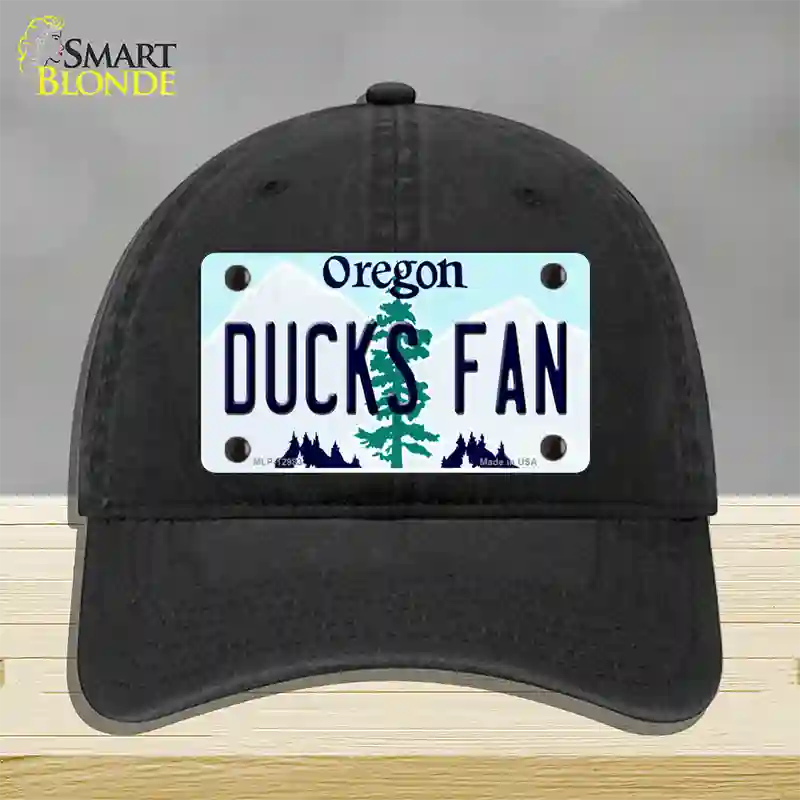 Ducks Fan Novelty License Plate Hat Unconstructed Cotton / Black