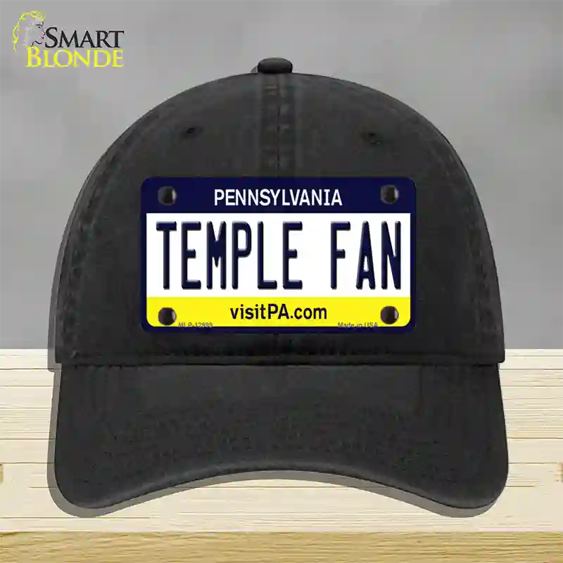 Temple Fan Novelty License Plate Hat Unconstructed Cotton / Black