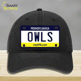 Owls Novelty License Plate Hat Unconstructed Cotton / Black