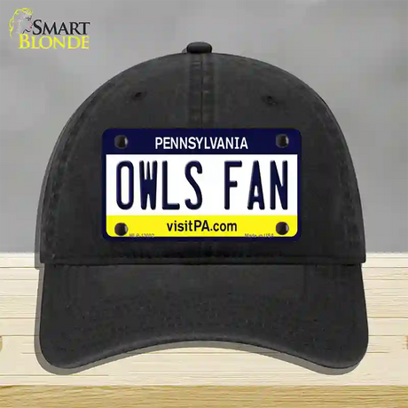 Owls Fan Novelty License Plate Hat Unconstructed Cotton / Black