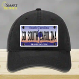 Go South Carolina Novelty License Plate Hat Unconstructed Cotton / Black