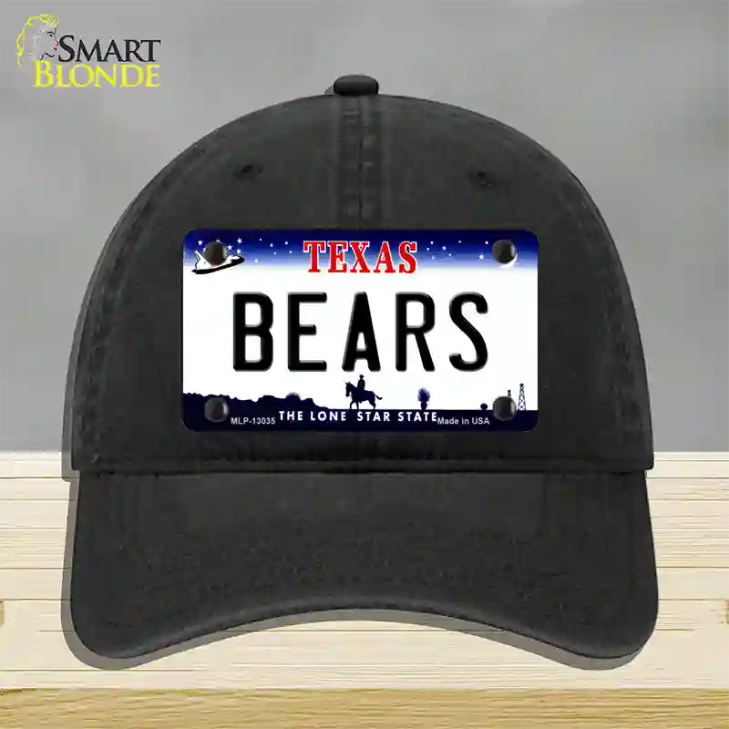 Bears Novelty License Plate Hat Unconstructed Cotton / Black