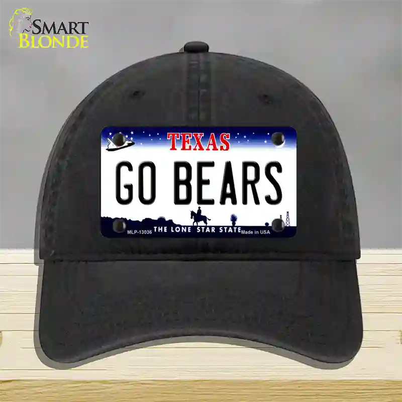 Go Bears Novelty License Plate Hat Unconstructed Cotton / Black