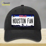 Houston Fan Novelty License Plate Hat Unconstructed Cotton / Black