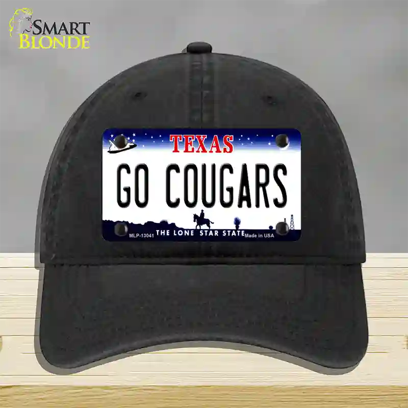 Go Cougars Novelty License Plate Hat Unconstructed Cotton / Black