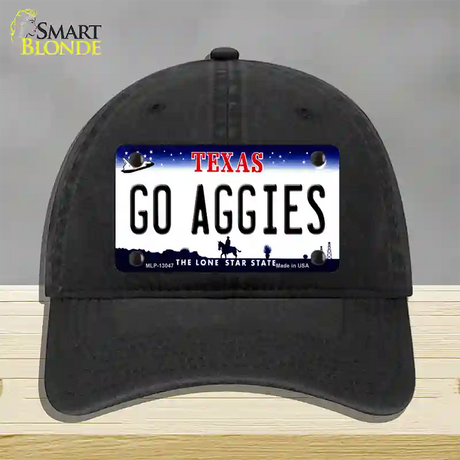 Go Aggies Texas Novelty License Plate Hat Unconstructed Cotton / Black