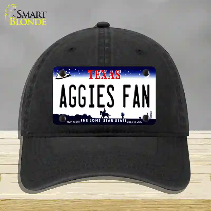 Aggies Fan Texas Novelty License Plate Hat Unconstructed Cotton / Black