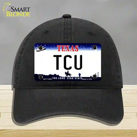 TCU Novelty License Plate Hat Unconstructed Cotton / Black