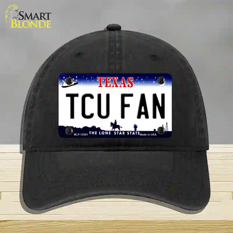 TCU Fan Novelty License Plate Hat Unconstructed Cotton / Black