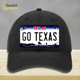 Go Texas Novelty License Plate Hat Unconstructed Cotton / Black