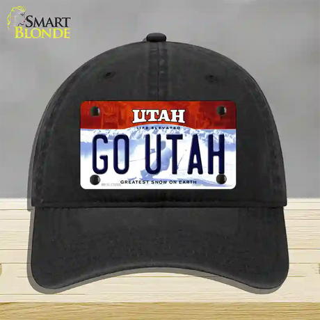 Go Utah Novelty License Plate Hat Unconstructed Cotton / Black