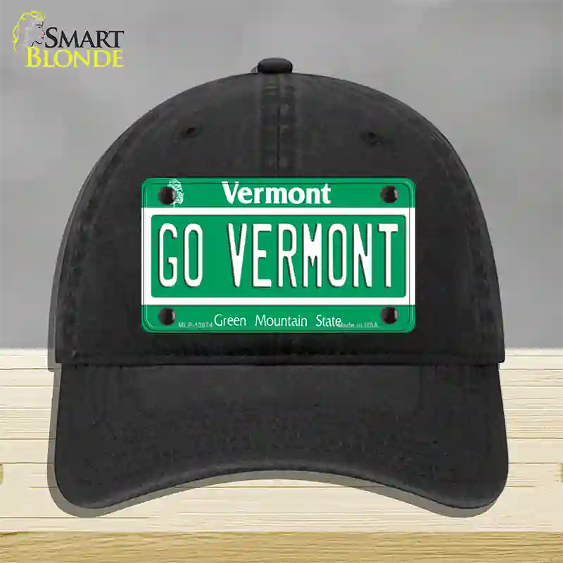 Go Vermont Novelty License Plate Hat Unconstructed Cotton / Black