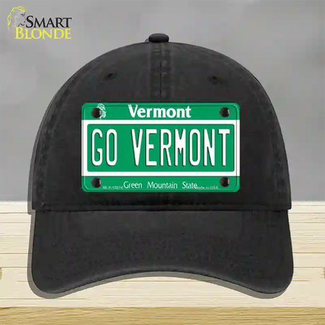 Go Vermont Novelty License Plate Hat Unconstructed Cotton / Black