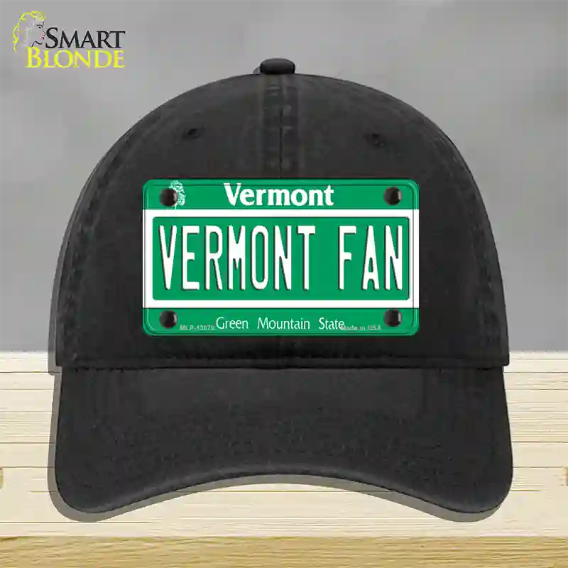 Vermont Fan Novelty License Plate Hat Unconstructed Cotton / Black