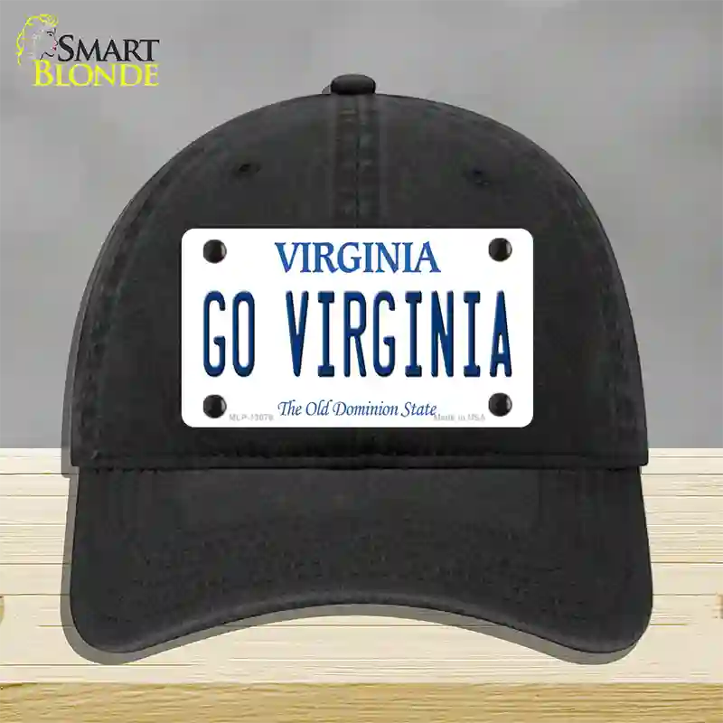 Go Virginia Novelty License Plate Hat Unconstructed Cotton / Black