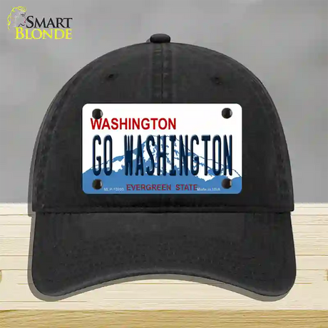 Go Washington Novelty License Plate Hat Unconstructed Cotton / Black