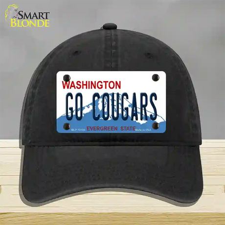 Go Cougars Washington Novelty License Plate Hat Unconstructed Cotton / Black