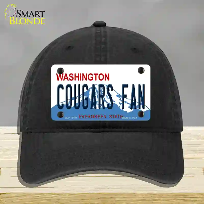 Washington Plate Cougars Fan Novelty License Plate Hat Unconstructed Cotton / Black