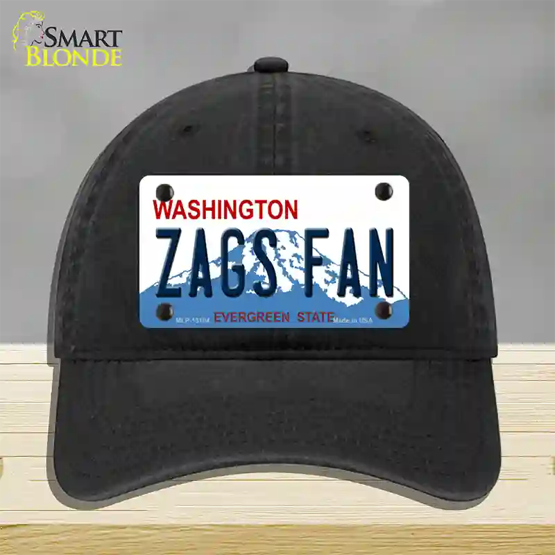 Zags Fan Novelty License Plate Hat Unconstructed Cotton / Black