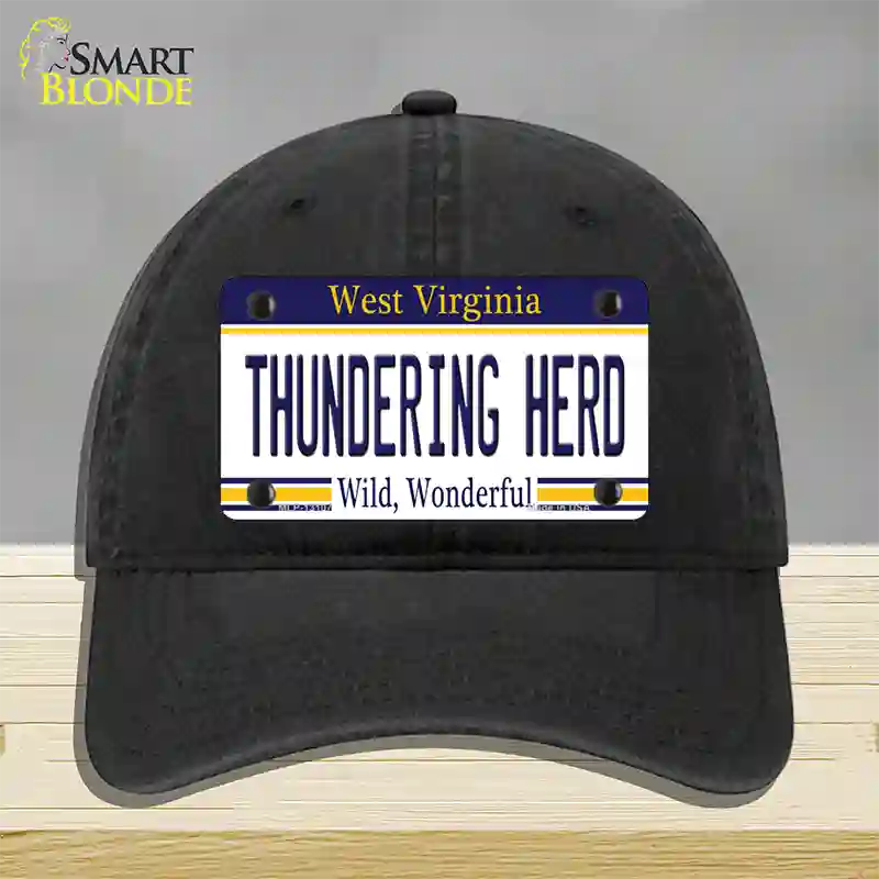 Thundering Herd Novelty License Plate Hat Unconstructed Cotton / Black