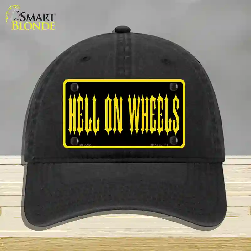 Hell On Wheels Novelty License Plate Hat Unconstructed Cotton / Black