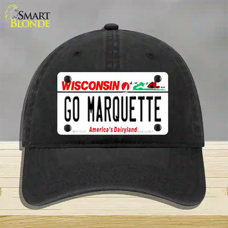 Go Marquette Novelty License Plate Hat Unconstructed Cotton / Black