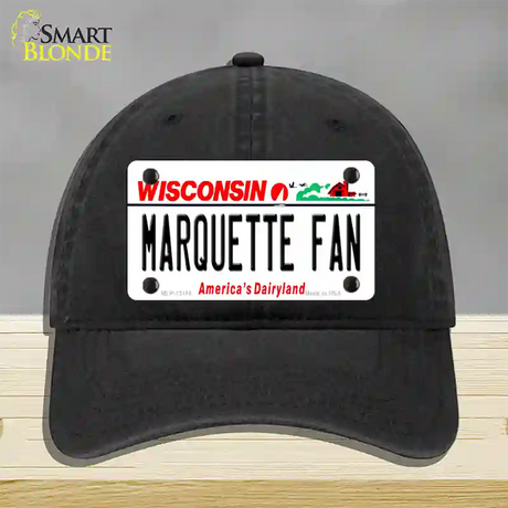 Marquette Fan Novelty License Plate Hat Unconstructed Cotton / Black