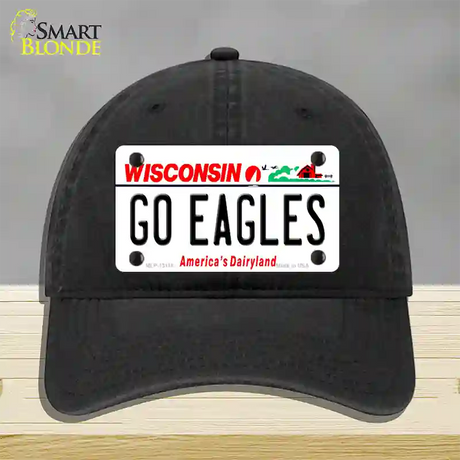 Go Eagles Wisconsin Novelty License Plate Hat Unconstructed Cotton / Black