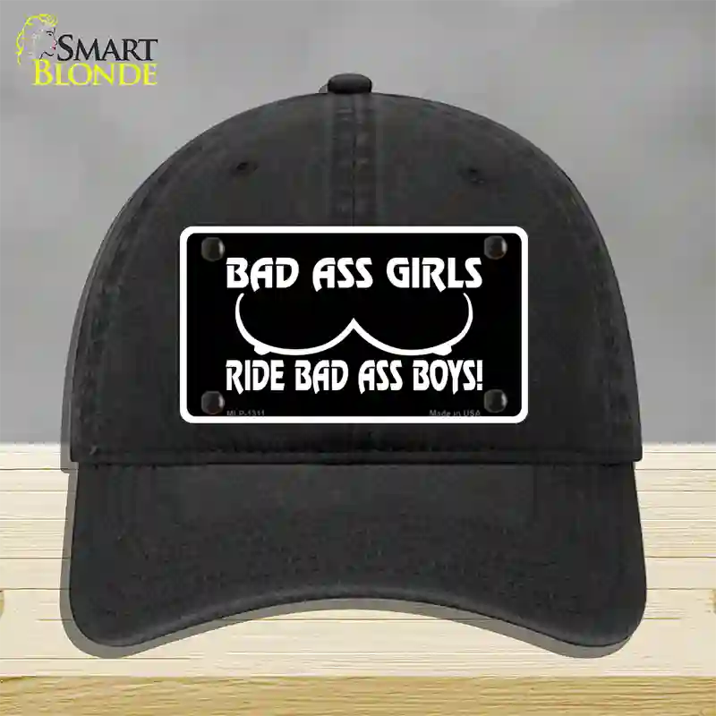 Bad Ass Girls Novelty License Plate Hat Unconstructed Cotton / Black