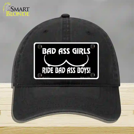 Bad Ass Girls Novelty License Plate Hat Unconstructed Cotton / Black