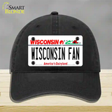 Wisconsin Fan Novelty License Plate Hat Unconstructed Cotton / Black