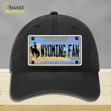 Wyoming Fan Novelty License Plate Hat Unconstructed Cotton / Black