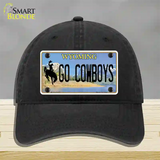 Go Cowboys Wyoming Novelty License Plate Hat Unconstructed Cotton / Black