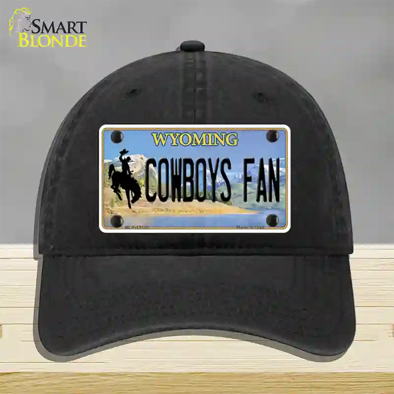 Cowboys Fan Wyoming Novelty License Plate Hat Unconstructed Cotton / Black